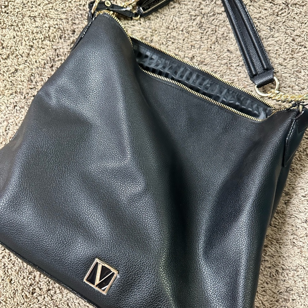 Victoria Secret Black Leather Shoulder Bag